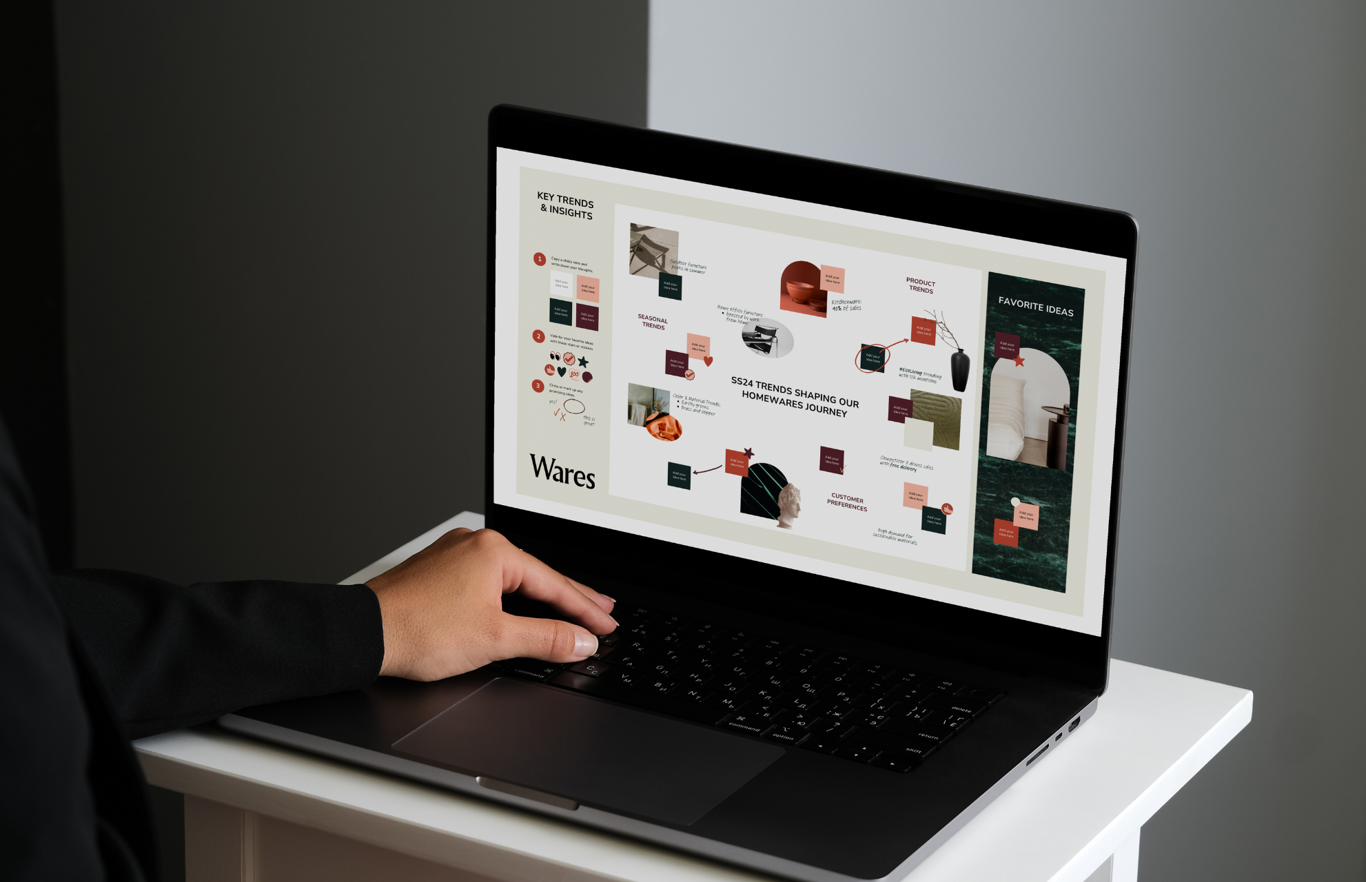 Homewares trends on laptop screen