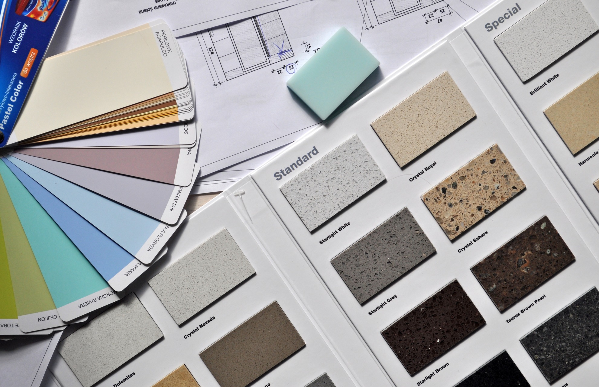 Material and color samples flatlay